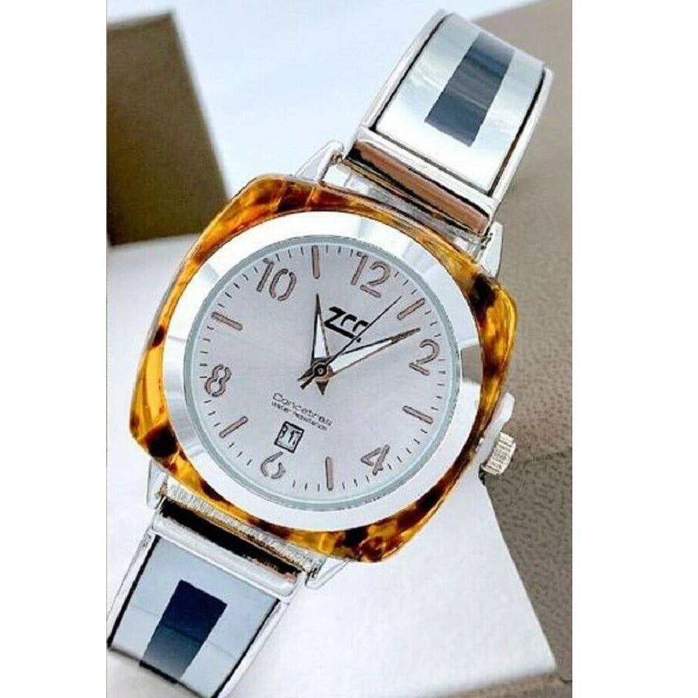 Trade Shop - Orologio Polso Zcc 18 Donna Quarzo Acciaio Moda Ambrato Silver Quadrante Bianco -
