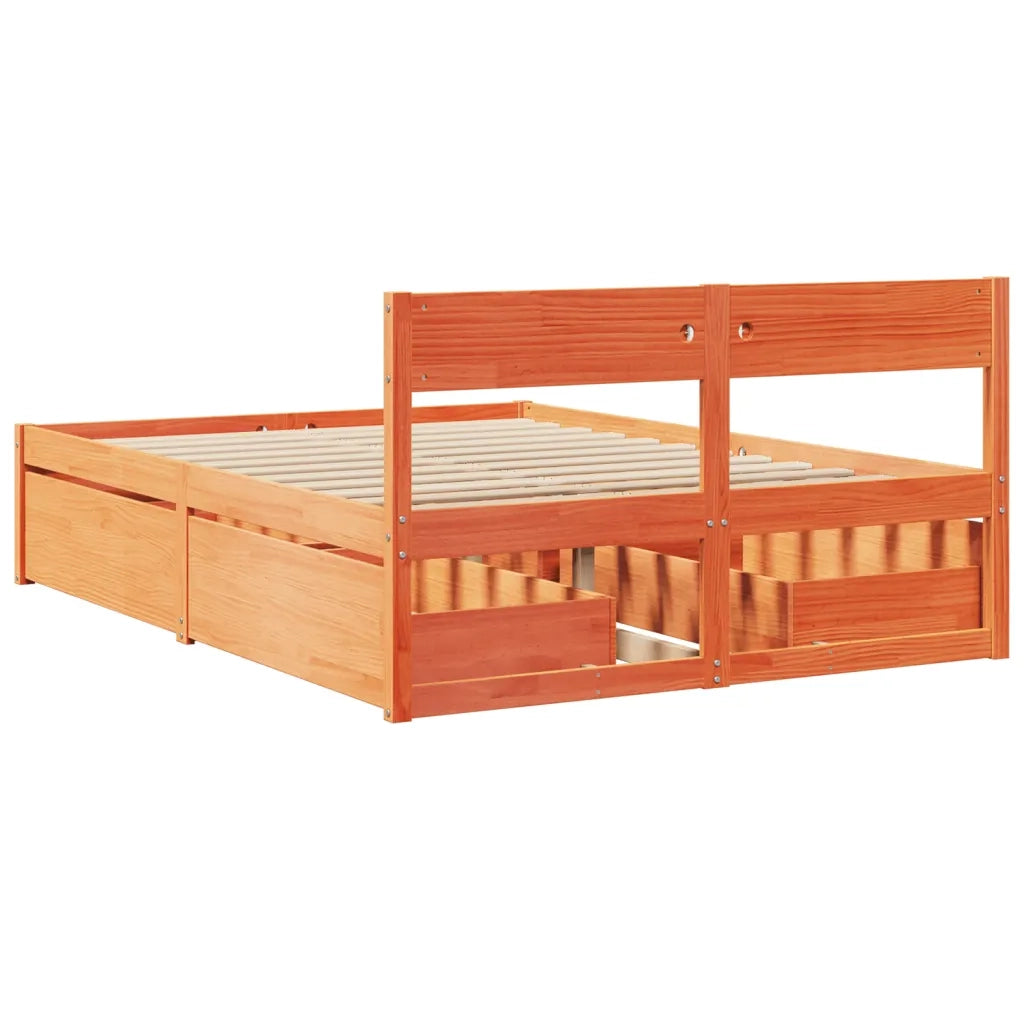 Letto senza Materasso Marrone Cera 120x190 cm in Legno di Pino
