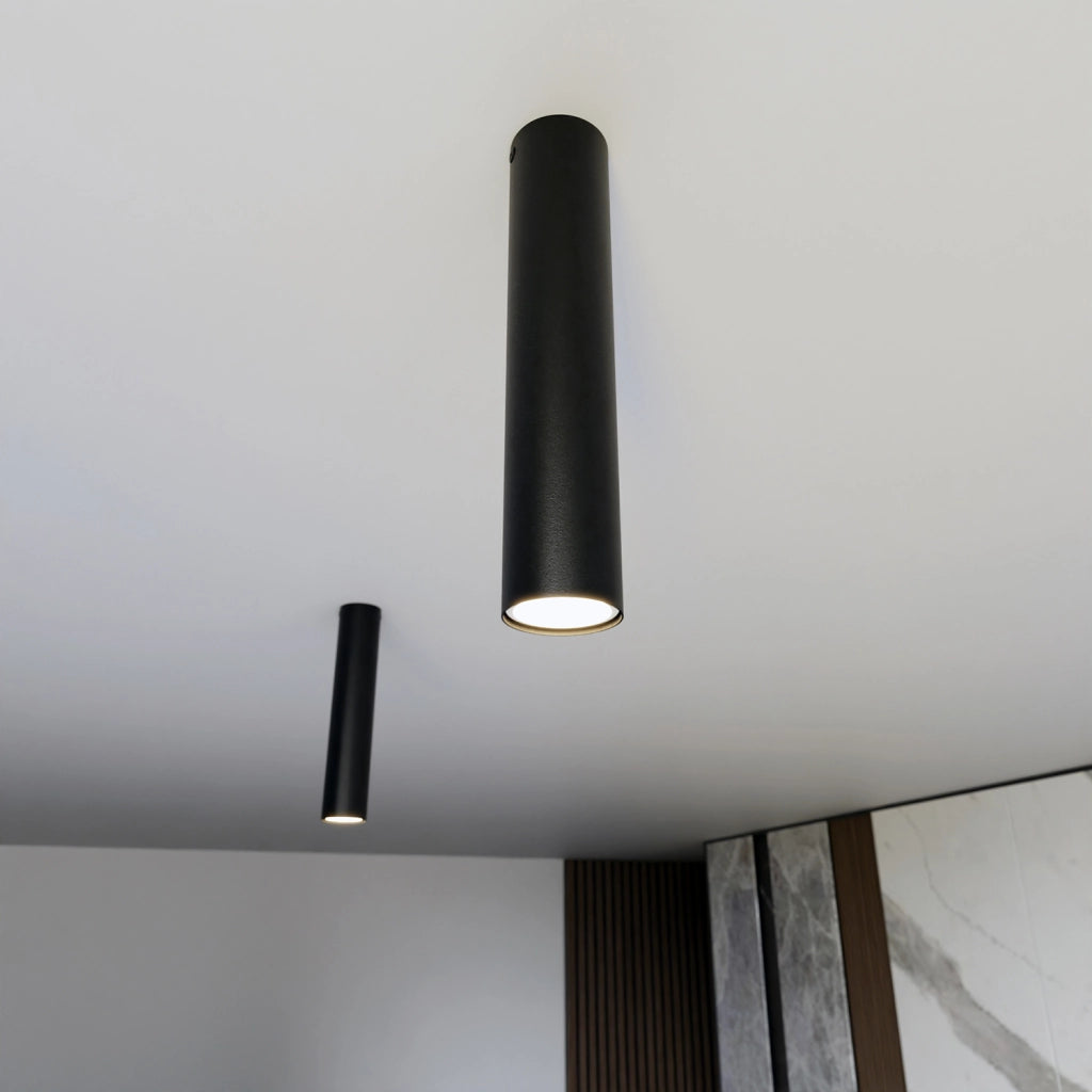 Plafoniera Moderna Faretto Marduk 1 Luce Acciaio Nero 30 Cm