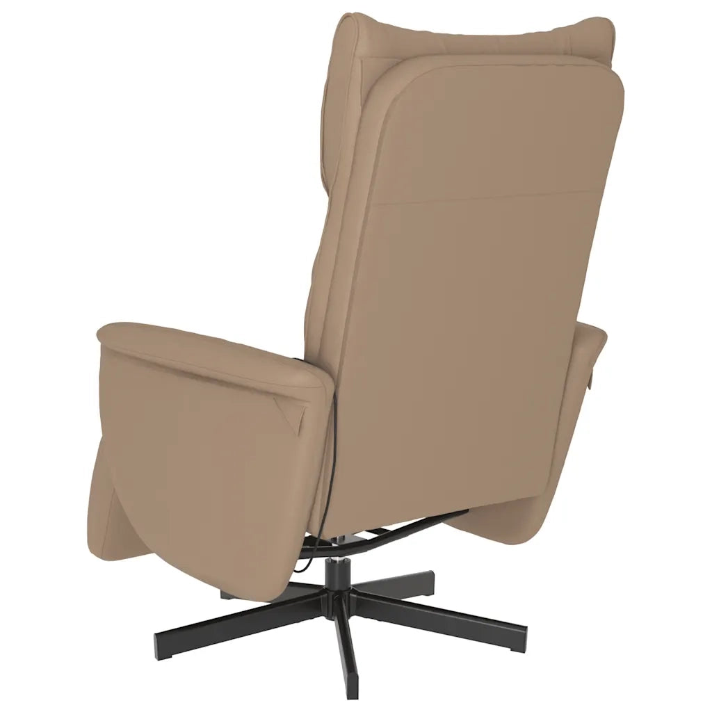 Divano Sedia-Poltrona Reclinabile Massaggi Poggiapiedi Cappuccino Similpelle 146478