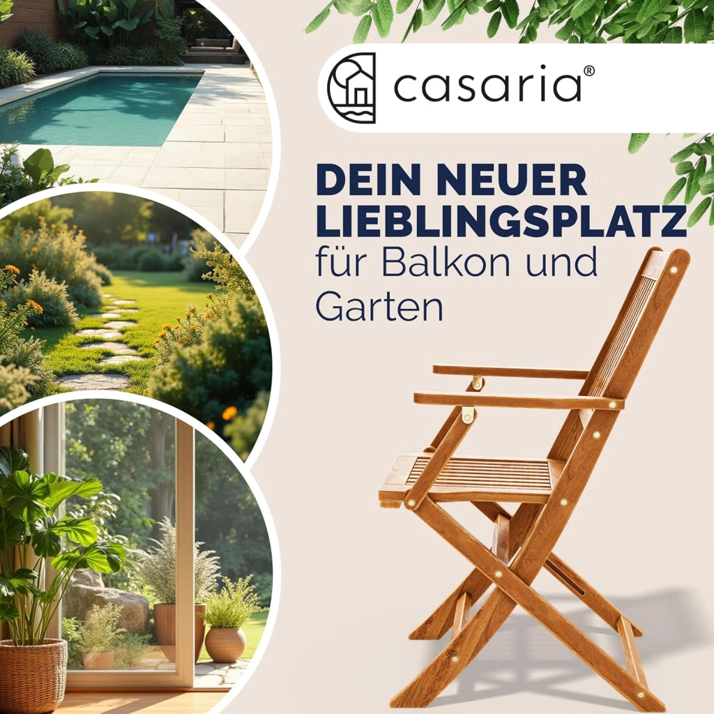Deuba 2 Sedie da Giardino Sydney Set Pranzo Pieghevoli Legno di Acacia braccioli Certificazione FSC