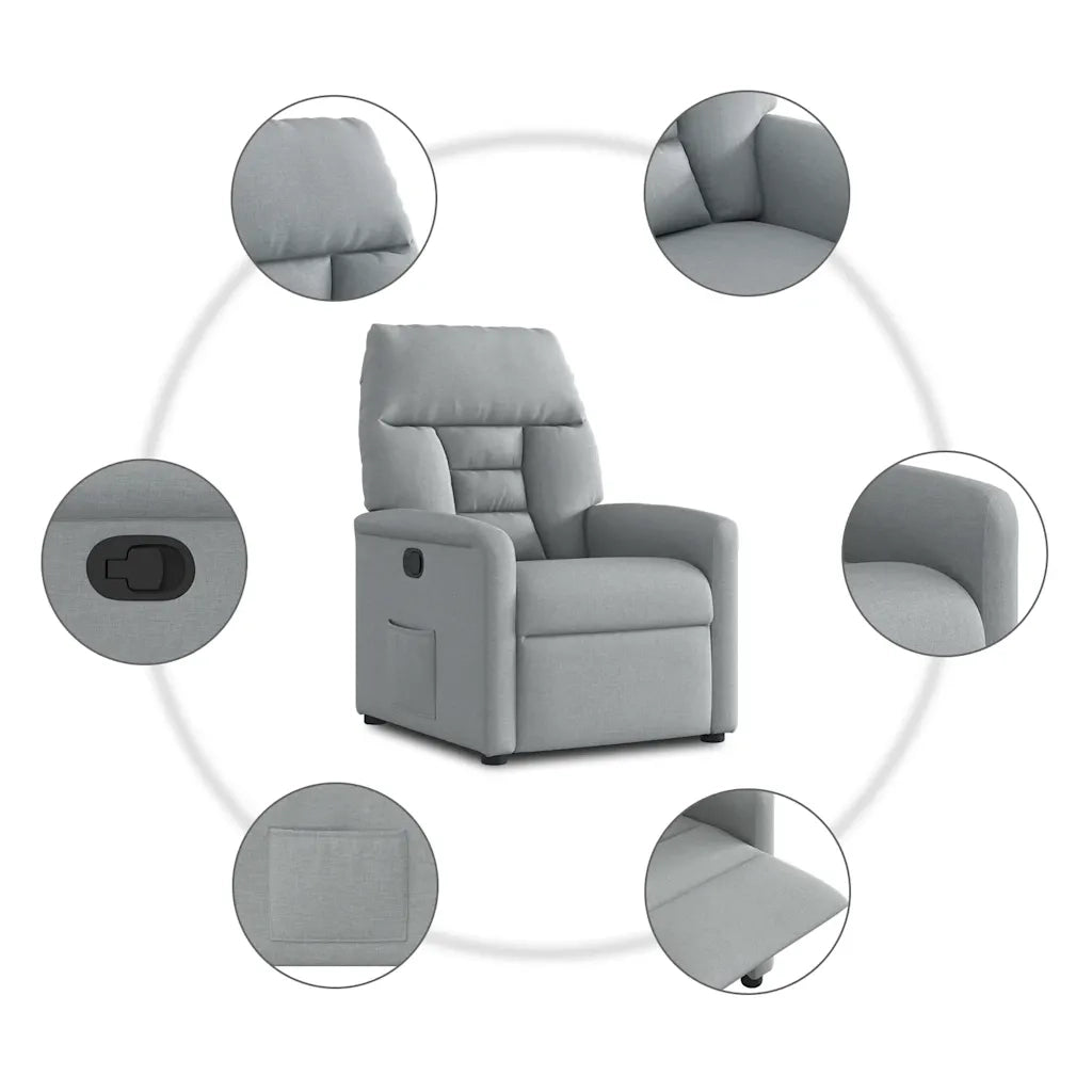 Divano Sedia-Poltrona Reclinabile in Tessuto Grigio Chiaro 836886