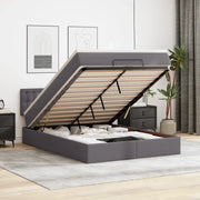 Struttura Letto Pouf con Materasso Grigio 140x200 cm Similpelle