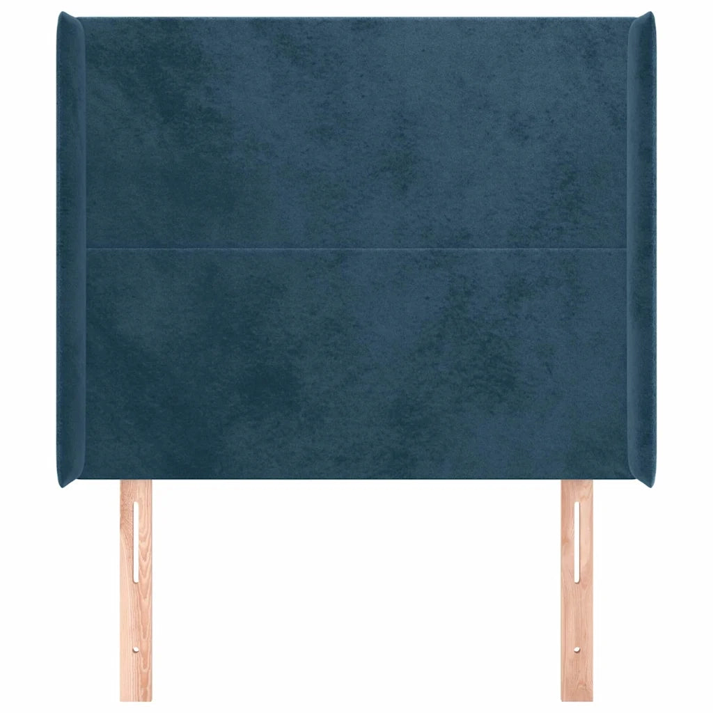 Testiera | Testata ad Orecchio Blu Scuro 103x16x118/128 cm in Velluto
