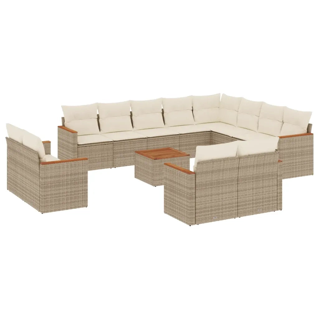 Set Divano da Giardino 13 pz con Cuscini Beige in Polyrattan 3226520