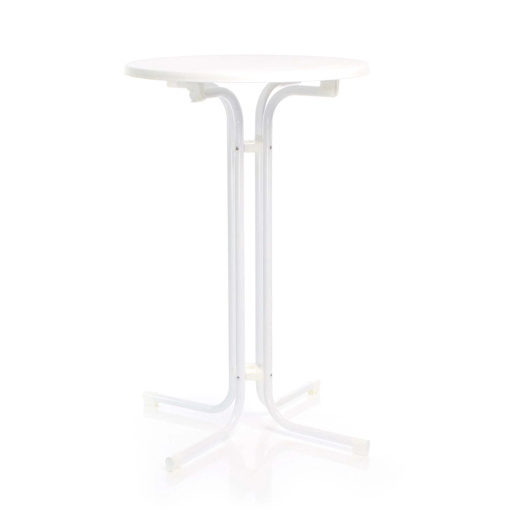 Toboli Tavolo alto da bar rotondo pieghevole bianco Ø 80 cm h 110 cm per interno ed esterno