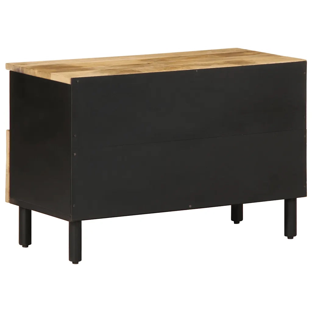 Mobile Porta TV Nero 70x33,5x46 cm Legno Massello Mango Grezzo 4018629