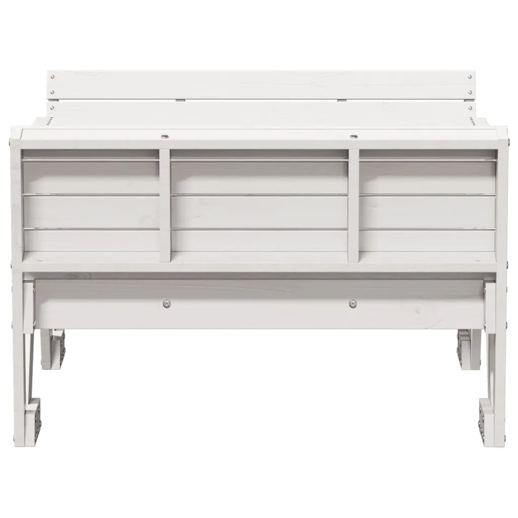 Tavolo Picnic per Bambini Bianco 88x122x58 cm Massello di Pino 832602