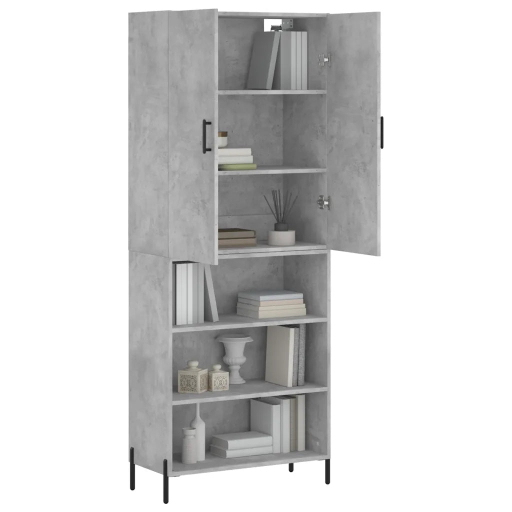 Credenza-Buffet-Armadio da cucina Grigio Cemento 69,5x34x180 cm in Legno Multistrato 757826