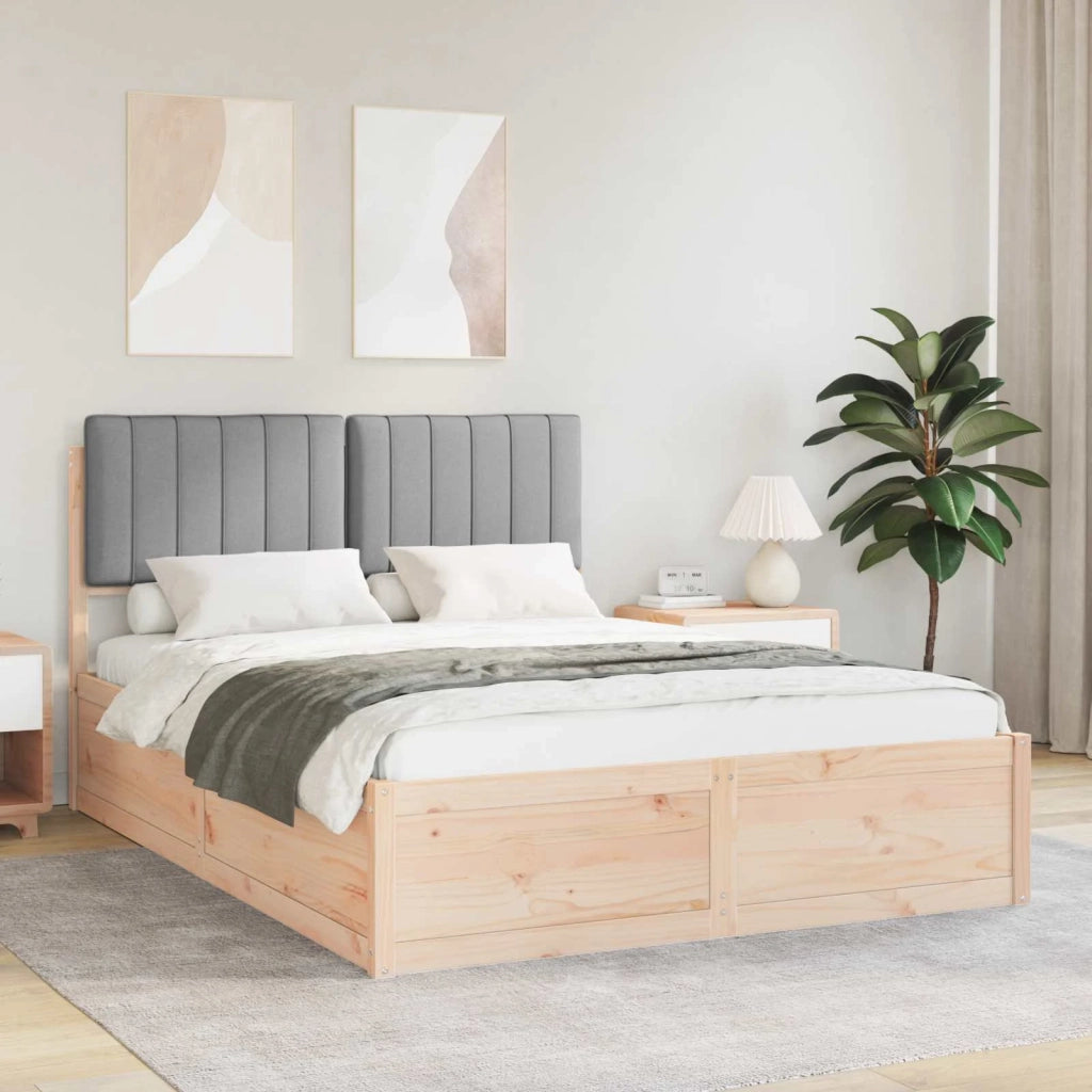 Letto con Testiera Rivestita Grigio chiaro 140 x 200 cm