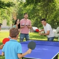 Tavolo da ping pong pieghevole compatto con 2 racchette e 3 palline 274L x 152,5l x 76H cm blu