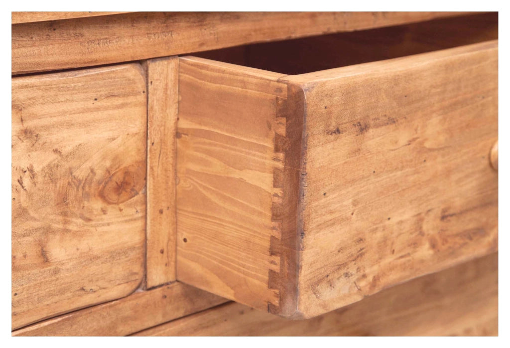 Biscottini Armadio Country in legno massello di tiglio finitura naturale L120xPR59xH197 cm. Made in Italy