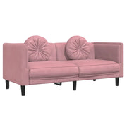 Divano | Divano da soggiorno | Sofa a 2 Posti con Cuscini Rosa in Velluto