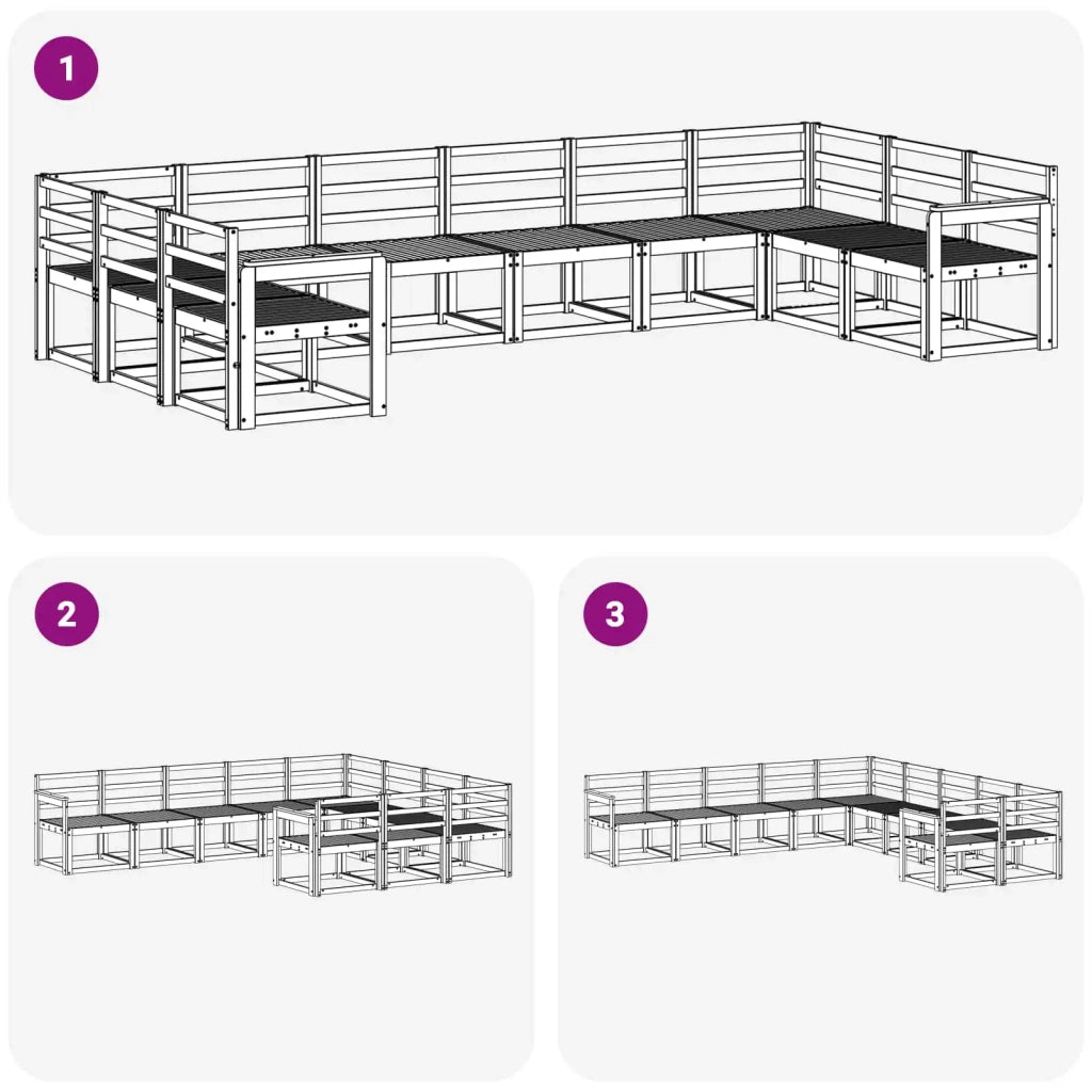Set di divani da esterno 10 pcs Bianco Legno di Acacia Massello 3388278