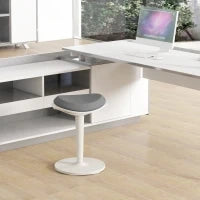Sgabello Girevole Oscillante, Regolabile in Altezza, fino a 120 kg, 42.5x35.5x56.5-71.5 cm, Grigio