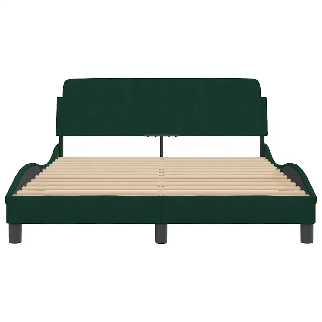 Giroletto senza Materasso Verde Scuro 140x190 cm in Velluto