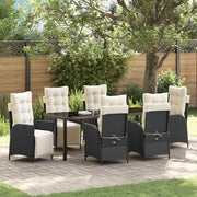Set da Pranzo per Giardino con cuscino 7 pcs Nero polyrattan 3380531