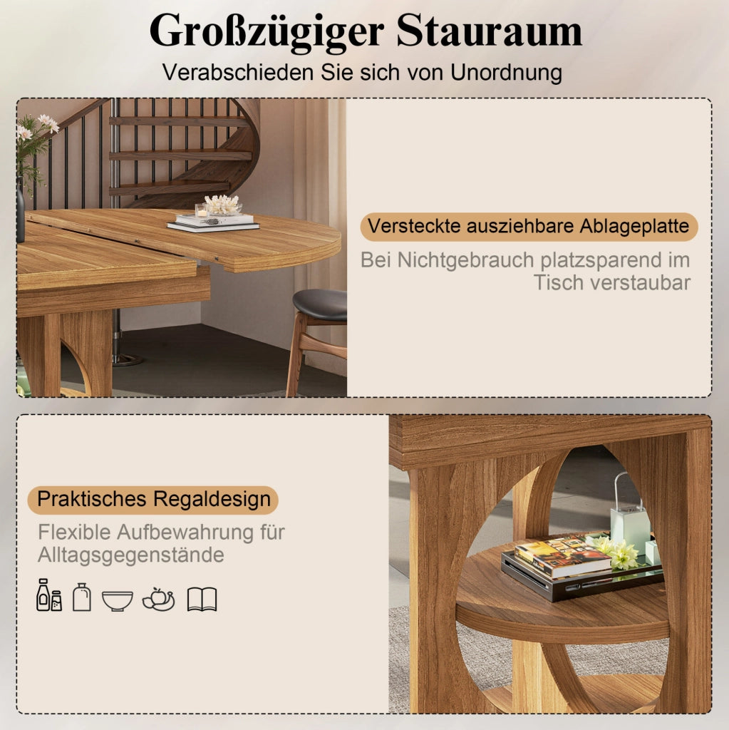Tavolo da pranzo allungabile ovale 110-150 cm con ripiano