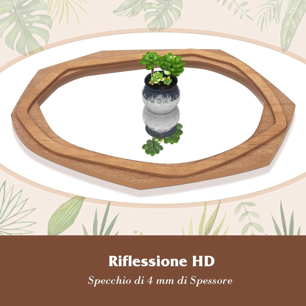 Specchio da Parete Irregolare 89,5 x 66 cm, Specchio Decorativo in HD con Cornice Rustica, Design Astratto, per Bagno Soggiorno Ingresso Sala da Pranzo (89,5 x 66 CM)