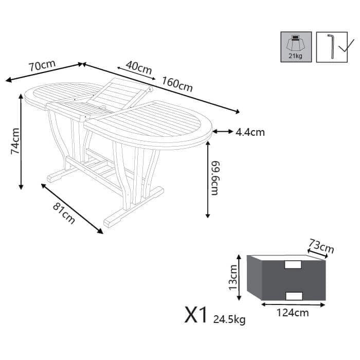 Tavolo da Giardino Allungabile 120/160x70 - NILES