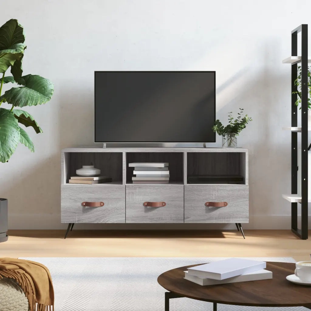 Mobile TV Grigio Sonoma 102x36x50 cm in Legno Multistrato 829010
