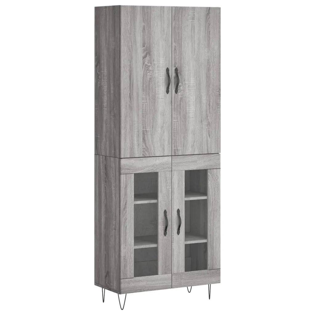 Credenza-Buffet-Armadio da cucina Grigio Sonoma 69,5x34x180 cm in Legno Multistrato 208500