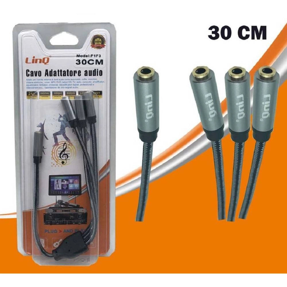 Trade Shop - Cavo Adattatore Audio Splitter Da Jack 3,5mm Femmina A 3x Jack 3,5mm Femmina F1f3 -