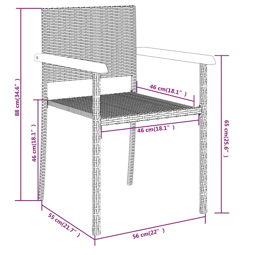 Set Mobili da Pranzo per Giardino 3 pz | Set Salotto da Giardino Nero