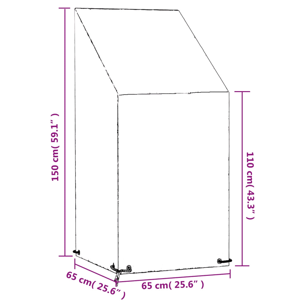 Copri Sedia da Giardino 8 Occhielli 65x65x110/150cm Polietilene 319336