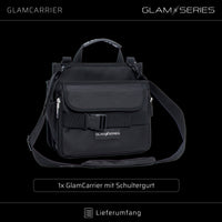 GlamSeries GlamCarrier Borsa porta trucchi con ampio spazio, trousse pieghevole per cosmetici con manico e tracolla, pochette da lavoro ideale per truccatori e parrucchieri