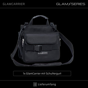 GlamSeries GlamCarrier Borsa porta trucchi con ampio spazio, trousse pieghevole per cosmetici con manico e tracolla, pochette da lavoro ideale per truccatori e parrucchieri