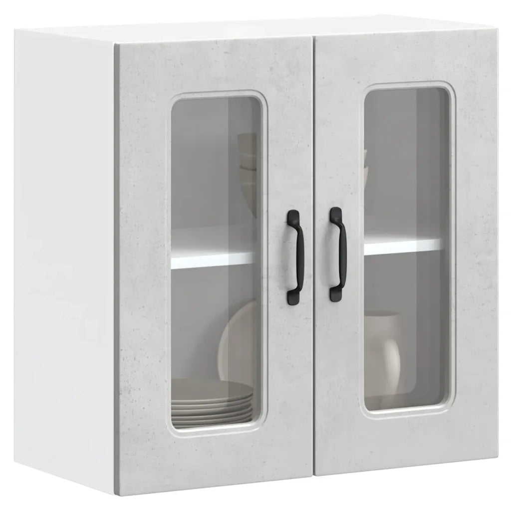 Pensile da Cucina con Porta in Vetro Kalmar Grigio Cemento