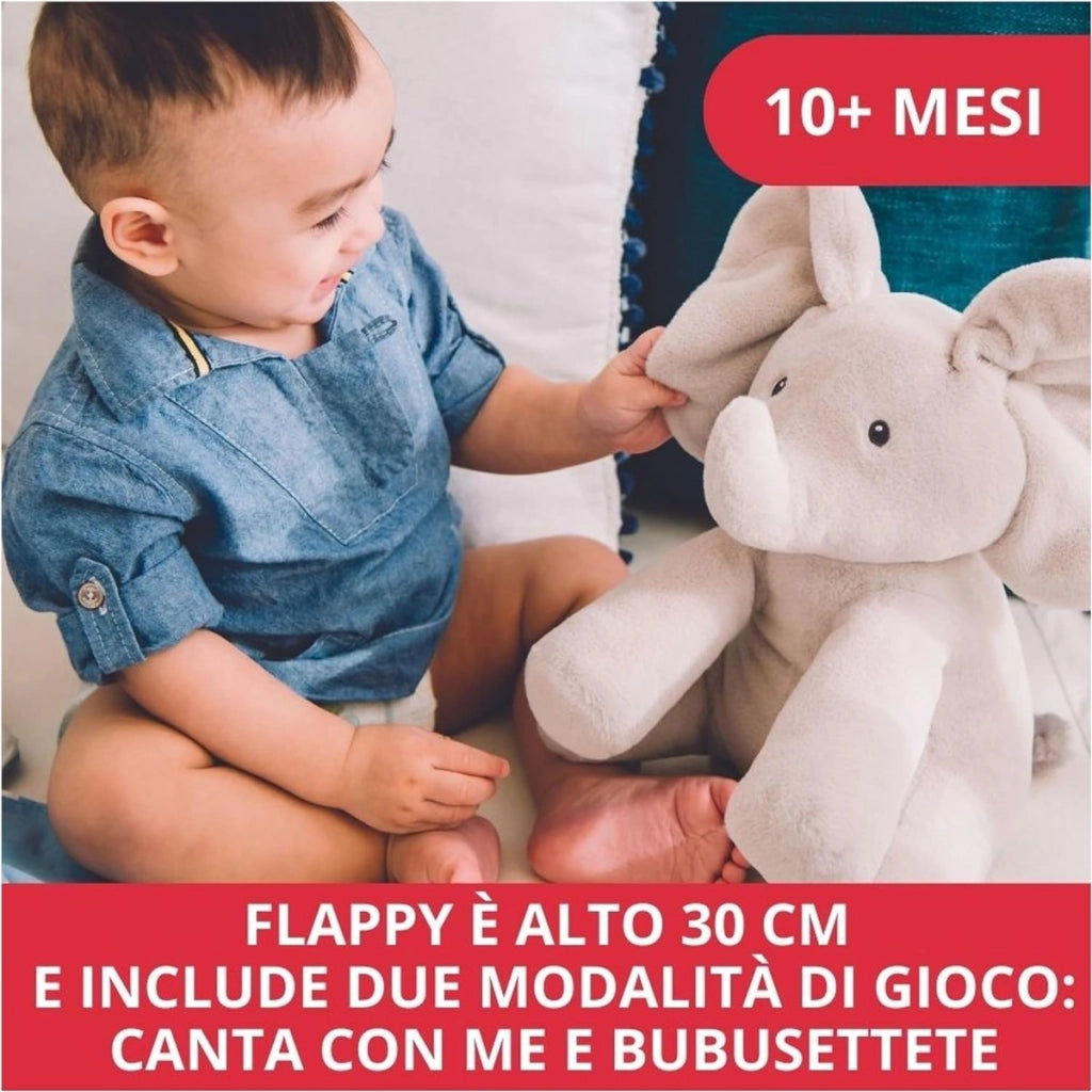 Flappy Elefantino Peluche Interattivo | Canta e parla in Italiano | Muove le orecchie | Peluche di 30.5 cm | Peluche per