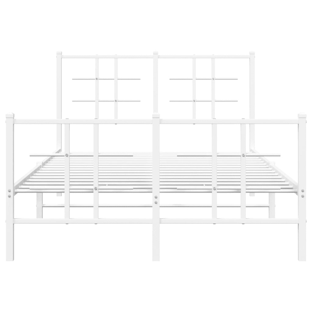 Giroletto con Testiera e Pediera Metallo Bianco 120x200 cm 355626