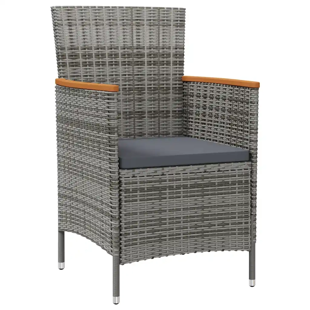 Set da Giardino 7 pz con Cuscini in Polyrattan Nero e Grigio 3094936
