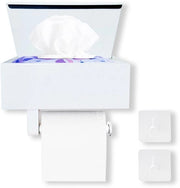 Sostegno per carta igienica bianco, Sostegno per carta igienica senza foratura con scatola di carta igienica umidificata, Sostegno per carta igienica con piastra per bagno, Sostegno per carta igienica autoadesivo o foratura