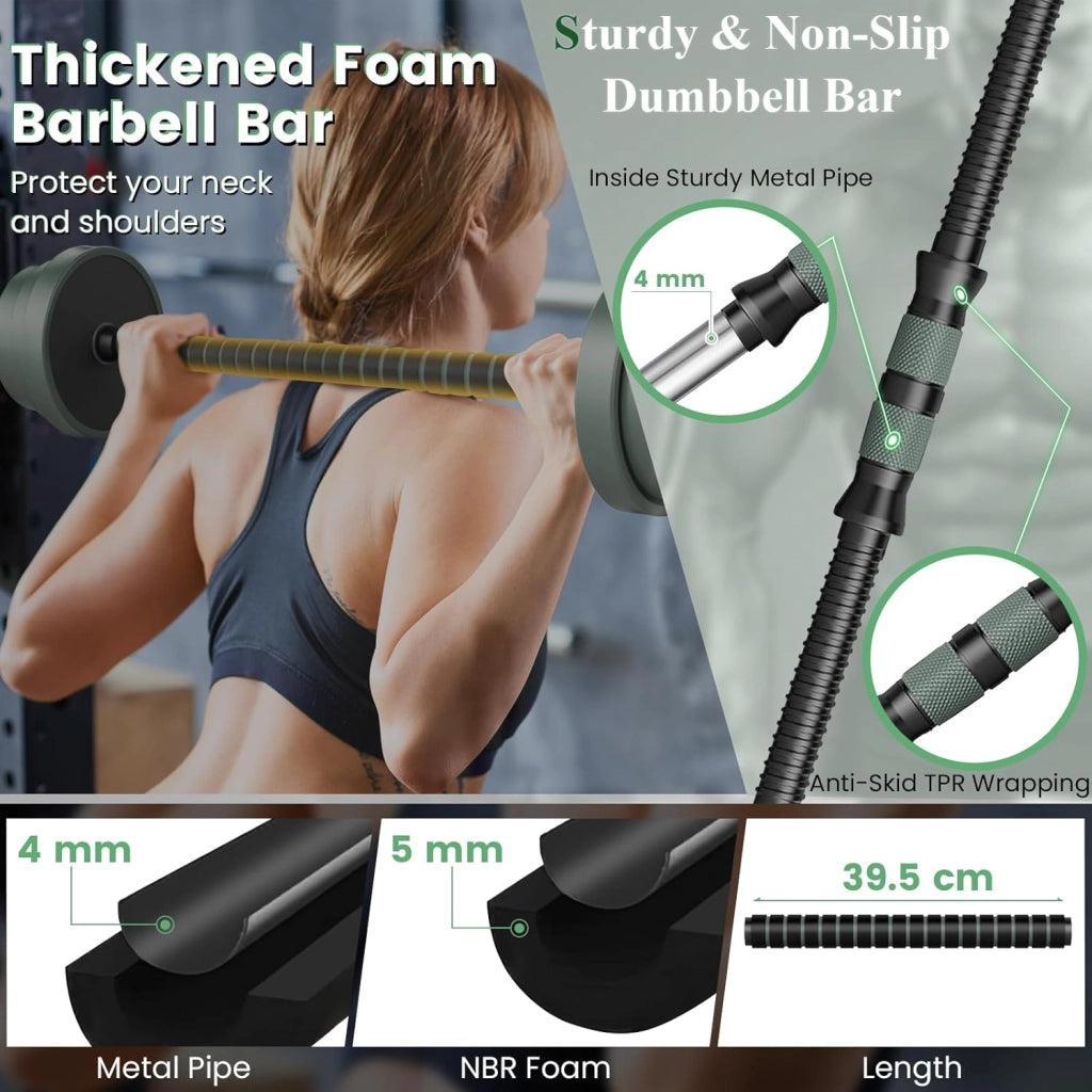 Manubri Regolabili 4 in 1, Set Pesi Palestra Casa, Include Manubri, Bilancieri, Kettlebell, Flessioni, per Ufficio, Allenamento della Forza, Fitness, per Uomini e Donne, Nero+Verde