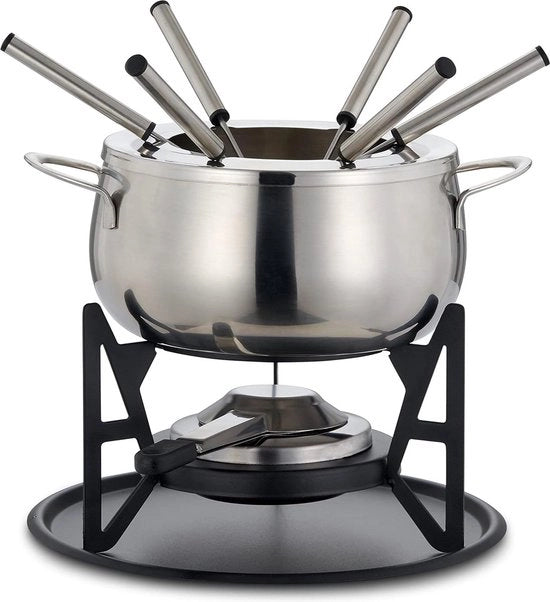 Set per fonduta in acciaio inox per 6 persone - 1 Litro - Set per fonduta al formaggio - Set per fonduta al carne - Set per fonduta al cioccolato