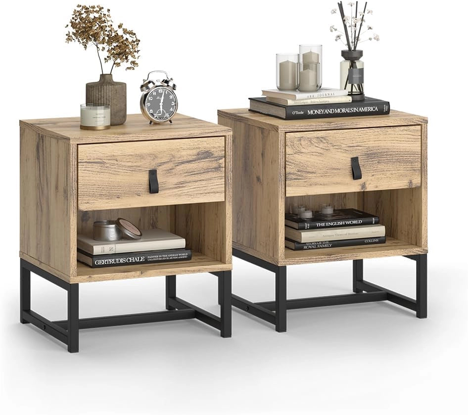 Comodino Ezra, Rovere, 39 x 47 cm Set di 2