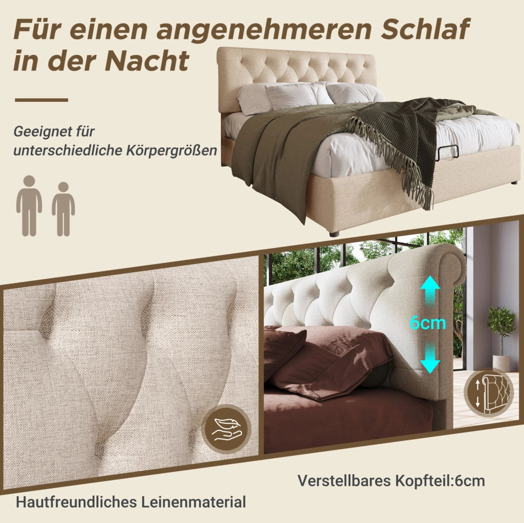 Letto contenitore 140x200 cm con materasso e testiera regolabile