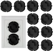 10 x protezione contro i fulmini, sicurezza per bambini per inserimento, sicurezza per bambini, copertura dei contatti, interruttori di sicurezza inseribili, dado (nero x 10)
