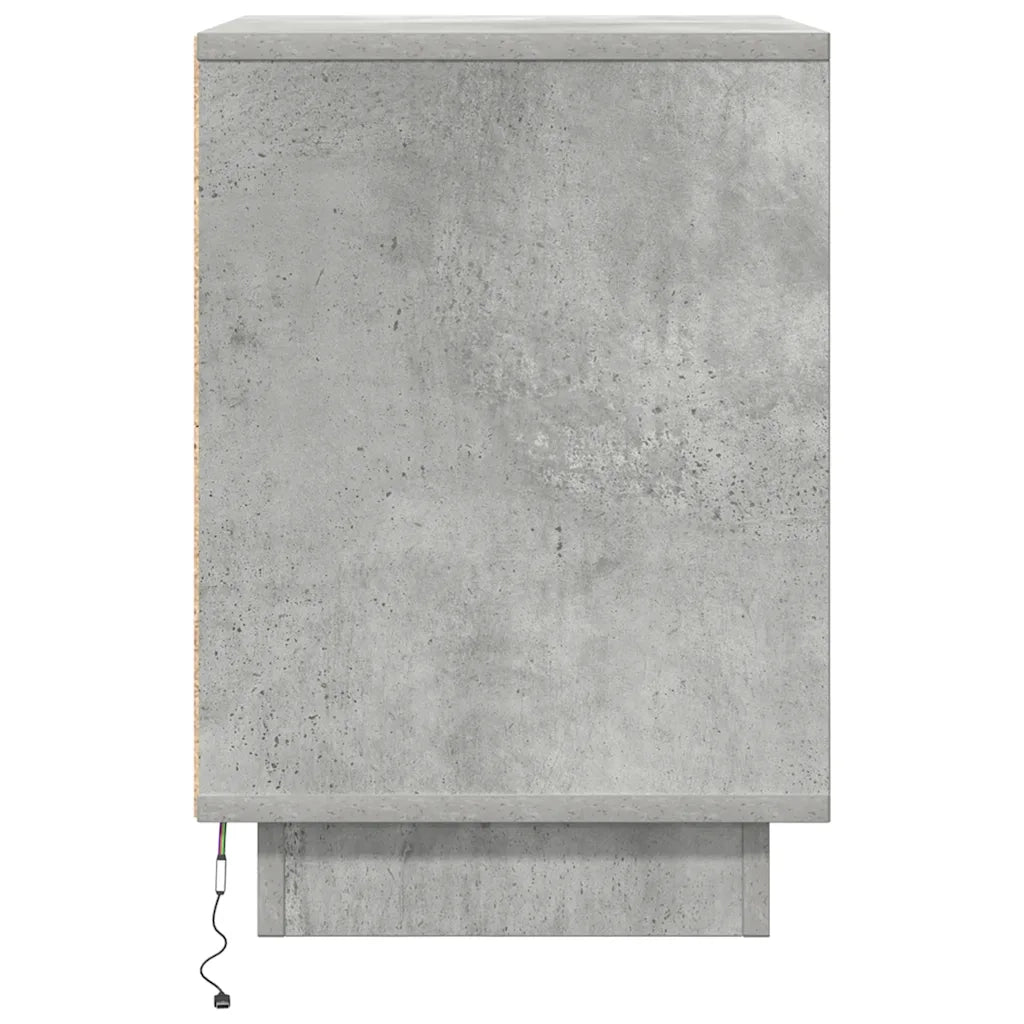 Comodino | Armadio da Notte | Mobiletto da notte con Luci LED Grigio Cemento 38x34x50 cm