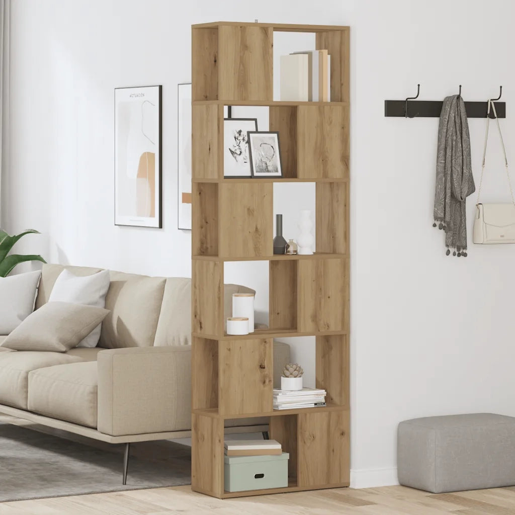 Libreria Divisorio-Scaffale per Libri-Mobile di Stoccaggio Stanza Rovere Artigianale 60x24x186 cm