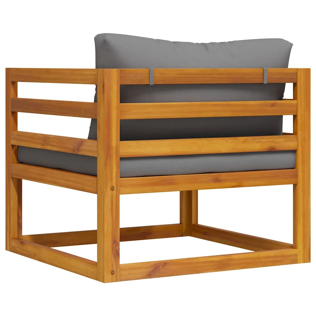 Sedia da patio-Sedia da Giardino con Cuscini Grigio Scuro Massello di Acacia