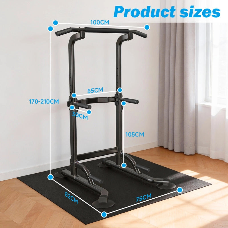 Barra per trazioni - 10 livelli (170-210 cm) Altezza regolabile, stazione dip multifunzione Power Tower, carico massimo 200 kg - RATTANTREE