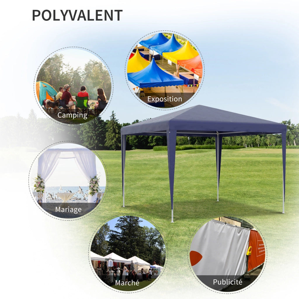 Tonnelle da giardino 3x3 m ¨C zephmum ¨C metallo, bache PE blu