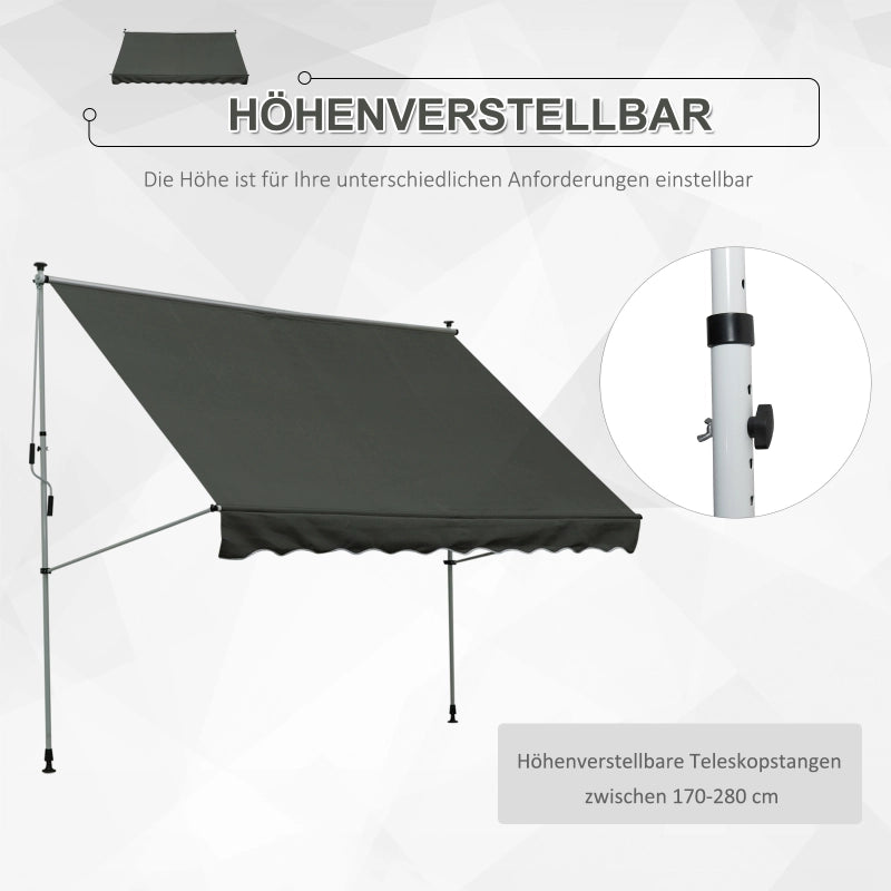 TENDA DA SOLE AUTOPORTANTE 300x150 cm Grigio in poliestere