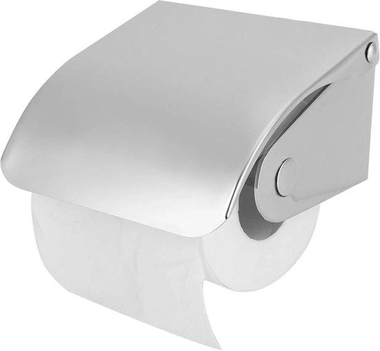 Supporto per carta igienica con coperchio - per carta igienica - acciaio inox - bagno/toilette - montaggio semplice .