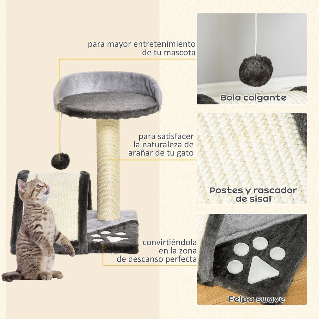 ¨¢rbol Rascador para Gatos ¨C zephmum ¨C Grigio 35.5x37x46 cm
