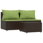 Set Mobili da Giardino 3 pz con Cuscini in Polyrattan Marrone CFW8393430